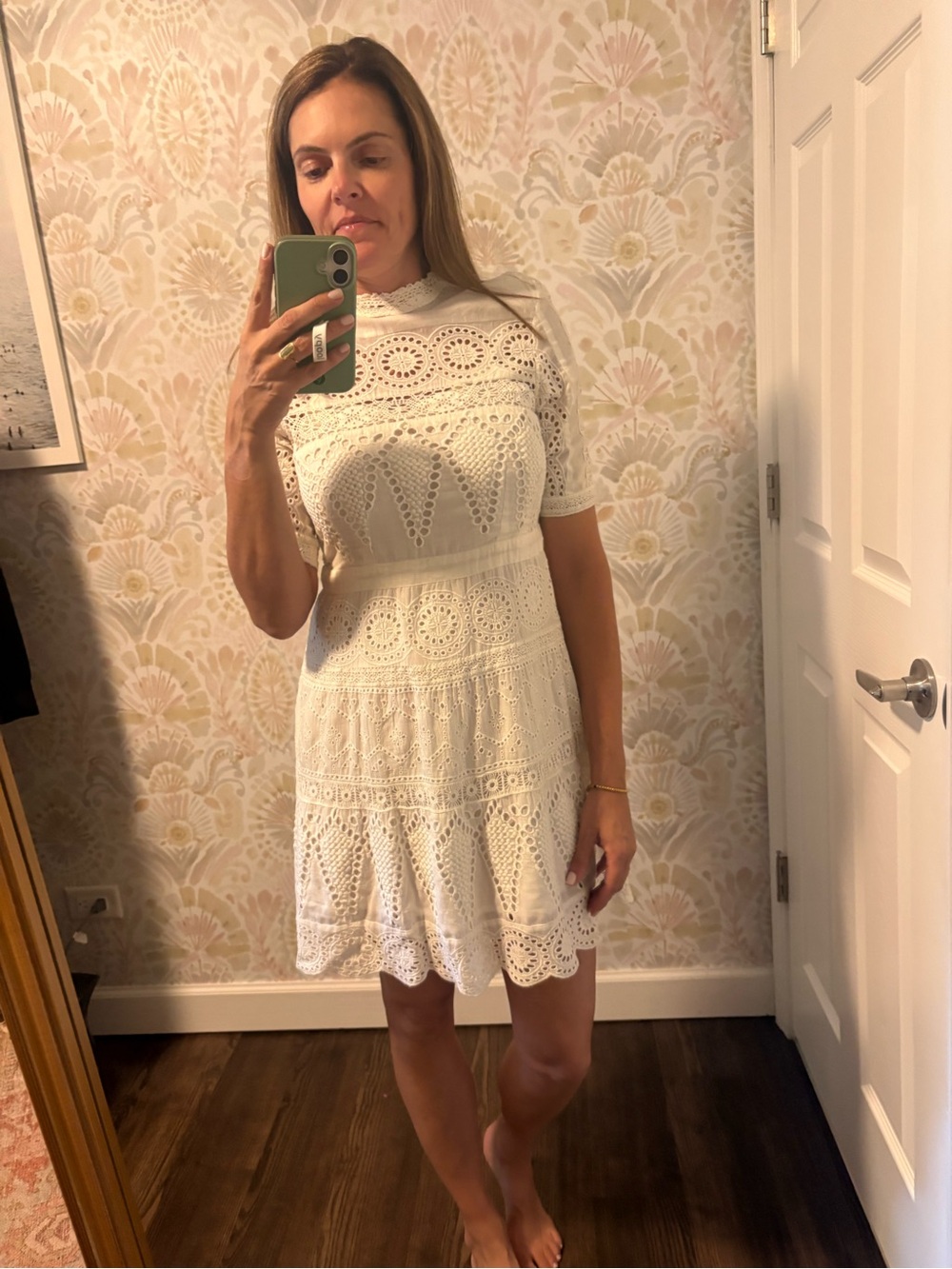 Anthropologie Floreat Juliet Ivory Eyelet Lace Cotton Dress Size 4